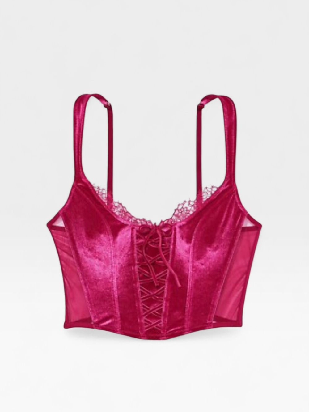 NWT VICTORIA'S SECRET Dream Angels Lace Up Velvet Corset Top  Bra Medium DD Cup